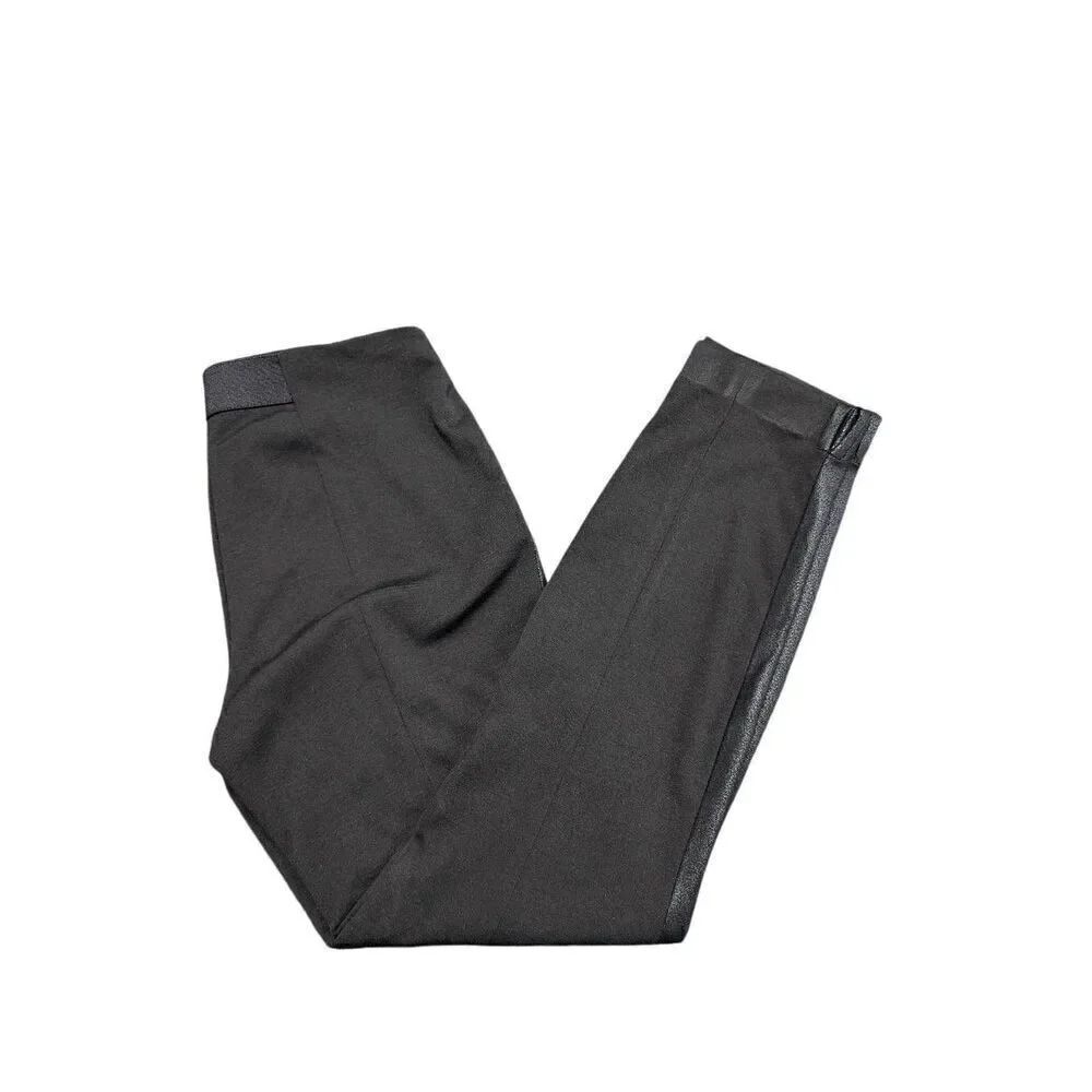 Tahari Faux Leather Straight Leg Pants Black Women's Size 6